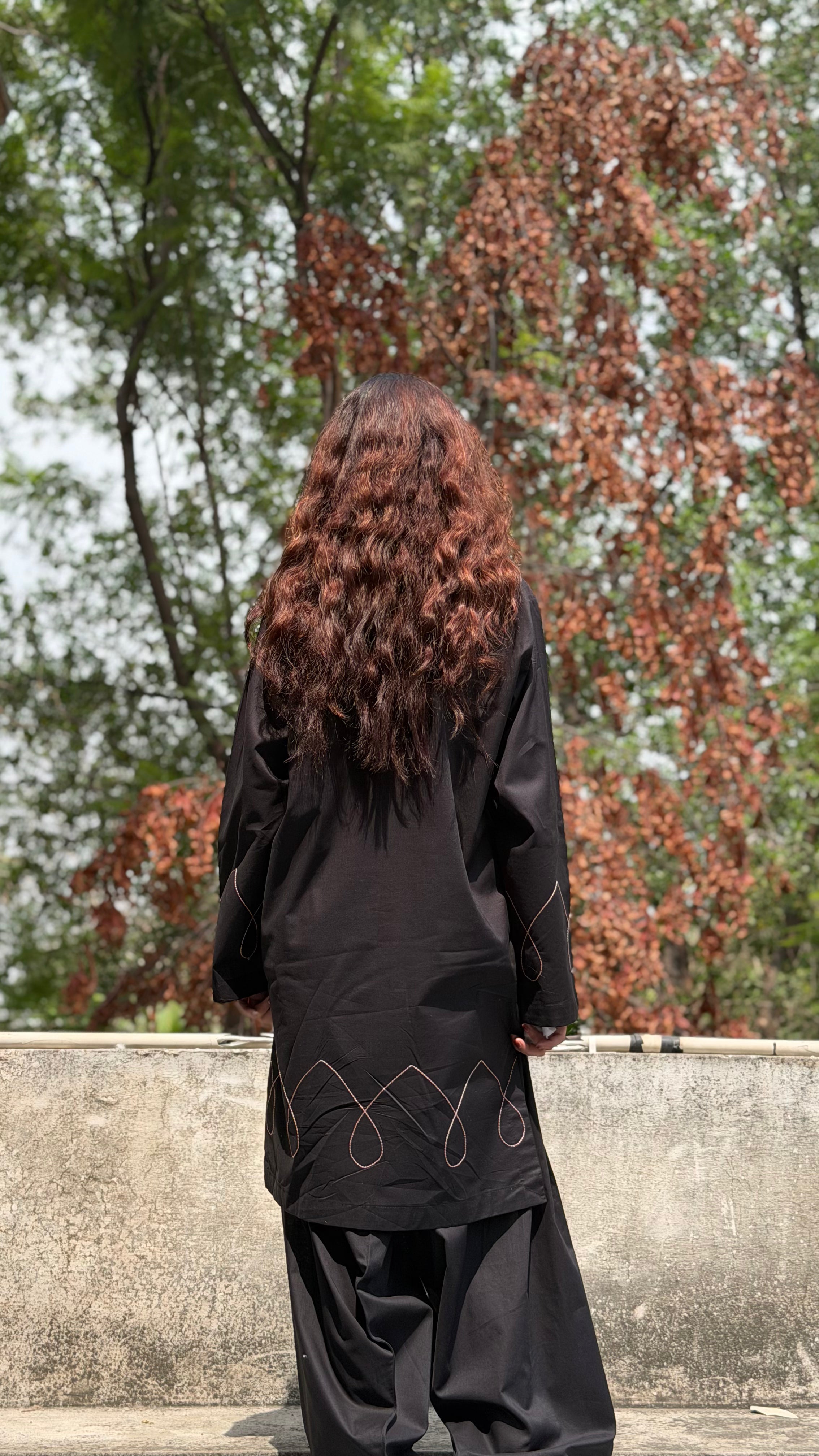 Black Embroidered 2 Piece Suit