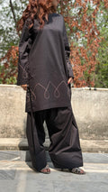 Black Embroidered 2 Piece Suit