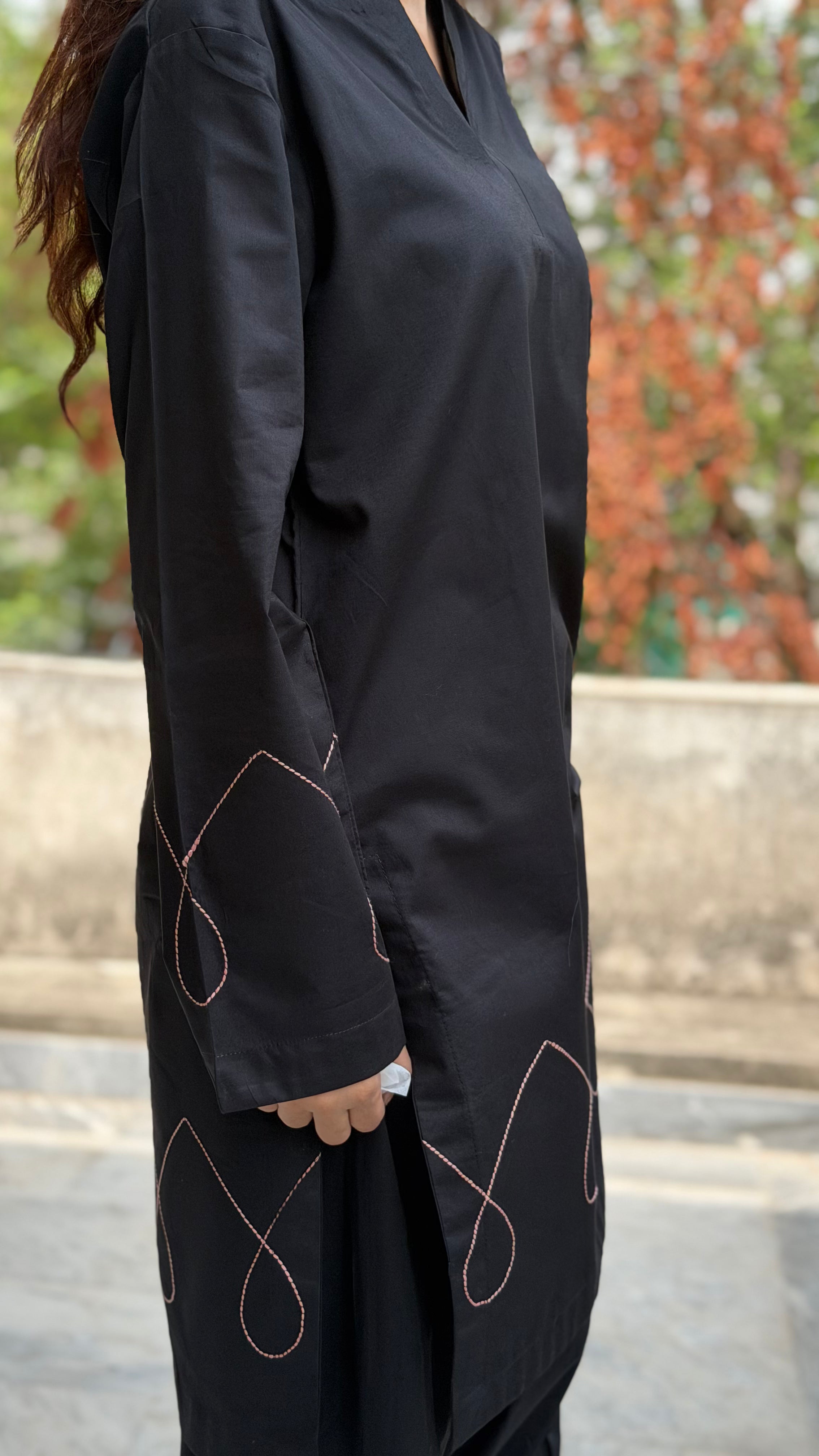 Black Embroidered 2 Piece Suit