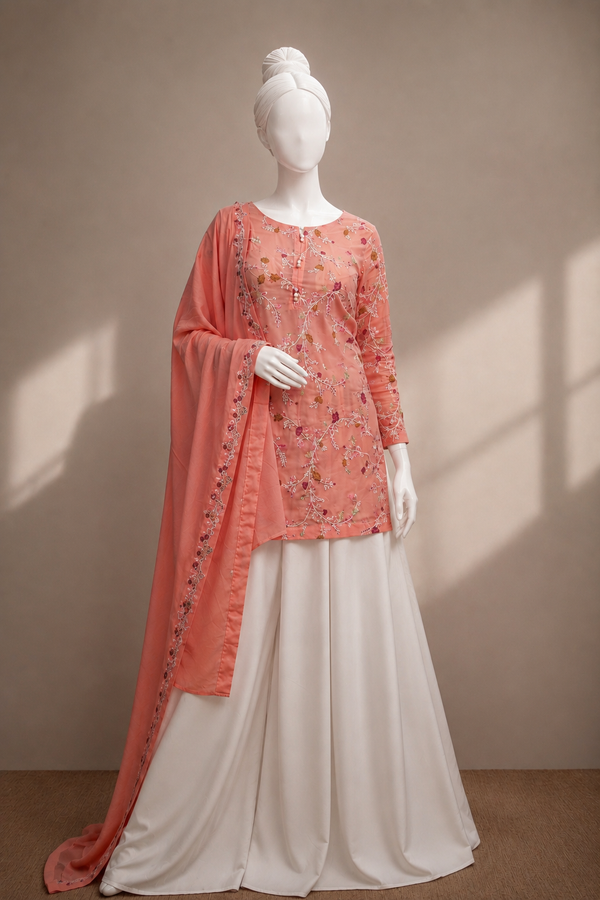 Emerald Fuchsia Embroidered 2 Piece Suit